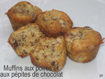 Muffins aux poires et aux pépites de chocolat